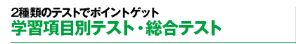 2種類のテストでポイントゲット 学習項目別テスト・総合テスト