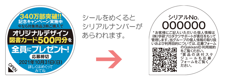 シールをめくるとシリアルナンバーがあらわれます。