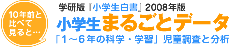 10年前と比べて見ると・・・　学研版『小学生白書』2008年版　小学生まるごとデータ「1～6年の科学・学習」児童調査と分析