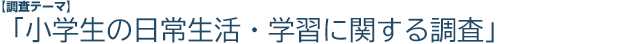 【調査テーマ】「小学生の日常生活・学習に関する調査」